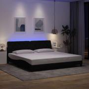 vidaXL Sängram med LED utan madrass svart 200x200 cm tyg