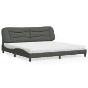 vidaXL Bed with Mattress "Hvar" Dark Grey 200x200 cm Fabric