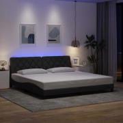 vidaXL Bed Frame with LED without Mattress Dark Grey 200x200 cm Fabric