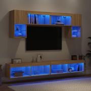 vidaXL Tv-bänk 6 delar LED sonoma-ek konstruerat trä