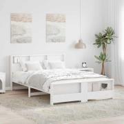 vidaXL Sängram med huvudgavel Vit 160 x 200 cm Massiv furu
