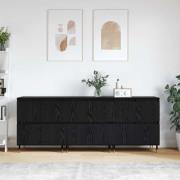 vidaXL Skåp 3 pcs Svart ek 180 x 35 x 70 cm Konstruerat trä