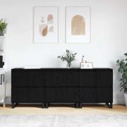 vidaXL Skåp 3 pcs Svart ek 180 x 35 x 70 cm Konstruerat trä