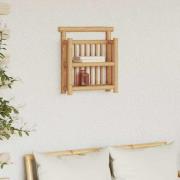 vidaXL Vägg hylla med hylla med lagring Brun 40 x 13 x 44 cm Bambu