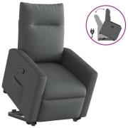 vidaXL Reclinerfåtölj med uppresningshjälp mörkgrå tyg