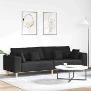 vidaXL Tygsoffa med kudde Svart 208 cm tyg