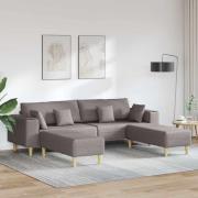 Tygsoffa med kudde 3 pcs Taupe 208 cm tyg
