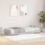 vidaXL Sängram med huvudgavel Betonggrå 90 x 190 cm Konstruerat trä