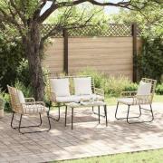 Trädgårdsmöbelset 4 pcs Svart, Antracit Poly rattan, stål, polyester