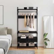 vidaXL Garderob med låda Svart ek 89 x 39 x 184.5 cm Konstruerat trä