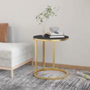 vidaXL Sidobord guld och svart 45 cm härdat glas