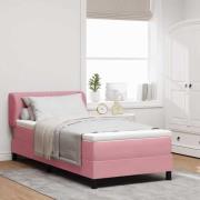vidaXL Box Spring Säng med Madrass Mörkgrå 80x200 cm Sammet Rosa