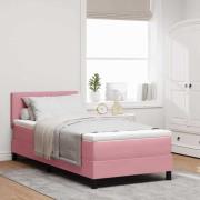 vidaXL Bäddfjäder med madrass med huvudgavel Rosa 100 x 200 cm Sammet