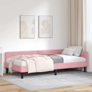 vidaXL Hörn sängram Rosa 90 x 190 cm Sammet och konstruerat trä
