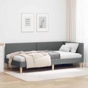 vidaXL Hörn Sängram Mörkgrå 90 x 200 cm Tyger och konstruerat trä