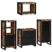 vidaXL Badrumsmöbelset 4 pcs Flerfärgsdesign Massivt återvunnet trä