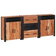 vidaXL Sideboard 3 pcs Brun 165 x 30 x 75 cm Massivt akaciaträ