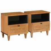 vidaXL Sängbord 2 pcs Ljusbrun 40 x 33 x 46 cm massivt mangoträ