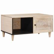 vidaXL Kaffeebord med hylla Beige 80 x 50 x 40 cm massivt mangoträ