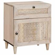 vidaXL Nattduksbord med låda Beige 50 x 33 x 60 cm Massivt akaciaträ