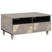 vidaXL Kaffeebord med låda Grå 80 x 54 x 40 cm Massivt mangoträ