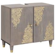 vidaXL Diskbänksskåp med lagring Grå 62 x 33 x 58 cm Massivt mangoträ