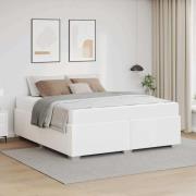 vidaXL Sängram med madrass Vit 160 x 200 cm tyg