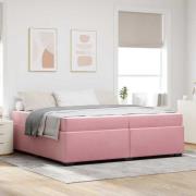 vidaXL Sängram med madrass Rosa 200 x 200 cm tyg