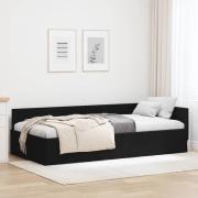 vidaXL Hörn Sängram Svart 90 x 190 cm Tyger och konstruerat trä