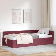 vidaXL Hörn Sängram med huvudgavel Vinröd 90 cm x 190 cm tyg