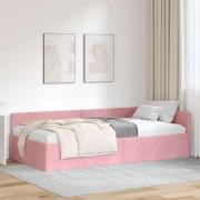 vidaXL Hörn Sängram Övrigt Rosa 90 x 190 cm Sammet och konstruerat trä