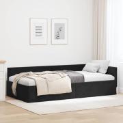 vidaXL Hörn Sängram med huvudgavel Svart 100 cm x 200 cm Sammet