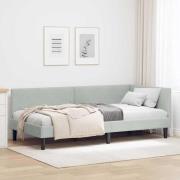 vidaXL Hörn Sängram Ljusgrå 80 x 200 cm Sammet och konstruerat trä