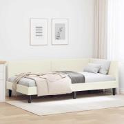 vidaXL Hörn Sängram med huvudgavel Kräm 90 cm x 190 cm Sammet