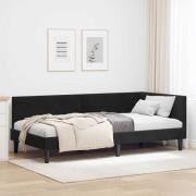 vidaXL Hörn Sängram med huvudgavel Svart 90 cm x 200 cm Sammet