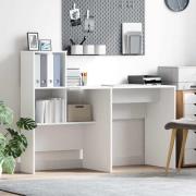 vidaXL Skrivbord med hylla Vit 131.5 x 50 x 106.5 cm Konstruerat trä