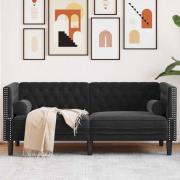 vidaXL Chesterfieldsoffa med kudde Svart 174 x 74.5 x 70.5 cm Sammet
