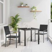 vidaXL Trädgårdsmöbelset 3 pcs Svart PE Rattan