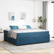 vidaXL Sängram med madrass Blå 200 x 200 cm tyg