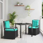 vidaXL Trädgårdsmöbelset 3 pcs Svart konstrotting