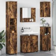 vidaXL Badrumsmöbelset Väggmonterad 5 pcs Rökfärgad ek 61 x 35 x 64 cm