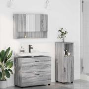 vidaXL Badrumsmöbelset med låda 3 pcs Grå sonoma 76.5 x 35 x 64 cm