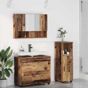 vidaXL Badrumsmöbelset med låda 3 pcs Gammalt trä 76.5 x 35 x 64 cm