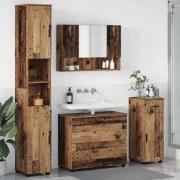 vidaXL Badrumsmöbelset med låda 4 pcs Gammalt trä 30 x 35 x 192 cm