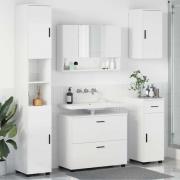 vidaXL Badrumsmöbelset med låda 5 pcs Vit högglans 30 x 35 x 192 cm