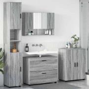 vidaXL Badrumsmöbelset med låda 4 pcs Grå sonoma 30 x 35 x 192 cm