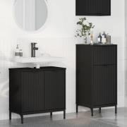 vidaXL Badrumsmöbelset 2 pcs Svart 39,5 x 36 x 88 cm Konstruerat trä