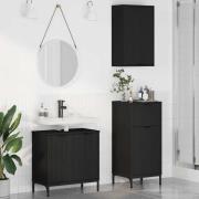 vidaXL Badrumsmöbelset 3 pcs Svart 39,5 x 36 x 88 cm Konstruerat trä