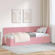vidaXL Hörn Sängram med huvudgavel Rosa 80 cm x 200 cm Sammet