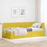 vidaXL Hörn Sängram med huvudgavel Gul 90 cm x 190 cm Sammet
